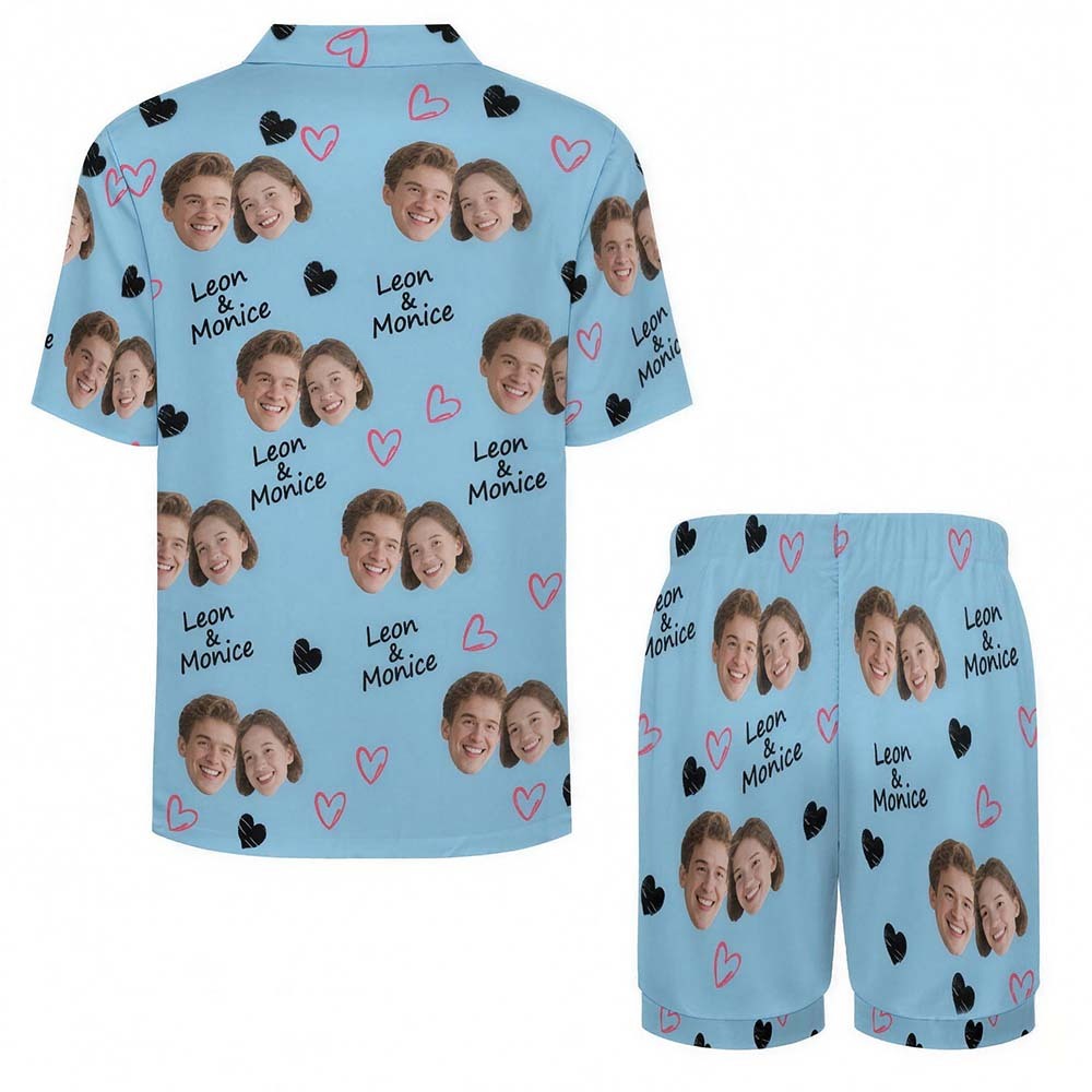 Custom Short Pajamas with Face and Name,Customized Pajama Set For Men/Women,Personalised Short Sleeve Family Pajama Set,Birthday/Party Gifts - MyfaceboxerAU