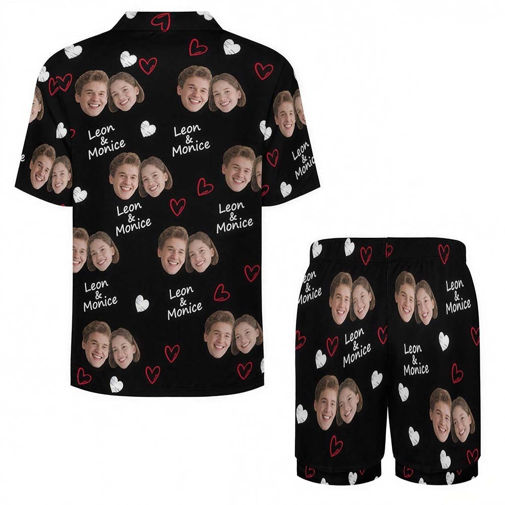 Custom Short Pajamas with Face and Name,Customized Pajama Set For Men/Women,Personalised Short Sleeve Family Pajama Set,Birthday/Party Gifts - MyfaceboxerAU