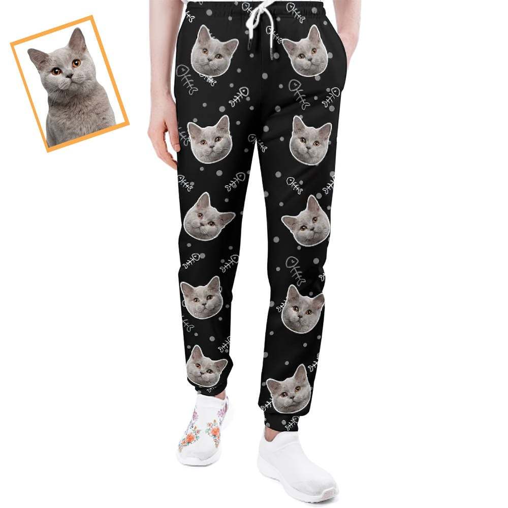 Custom Cat Face Sweatpants Unisex Joggers Gift For Pet Lovers - MyFaceBoxerAU