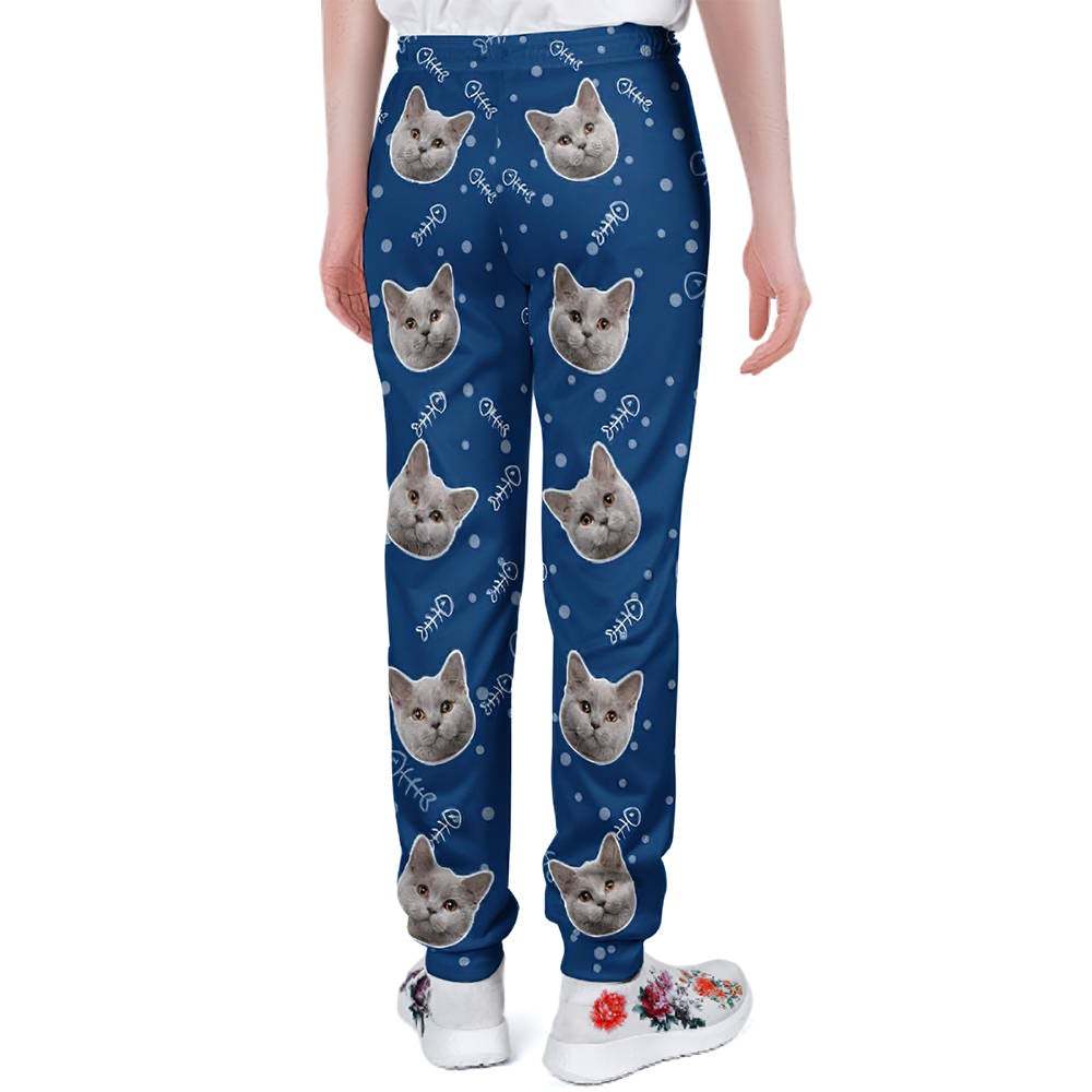 Custom Cat Face Sweatpants Unisex Joggers Gift For Pet Lovers - MyFaceBoxerAU