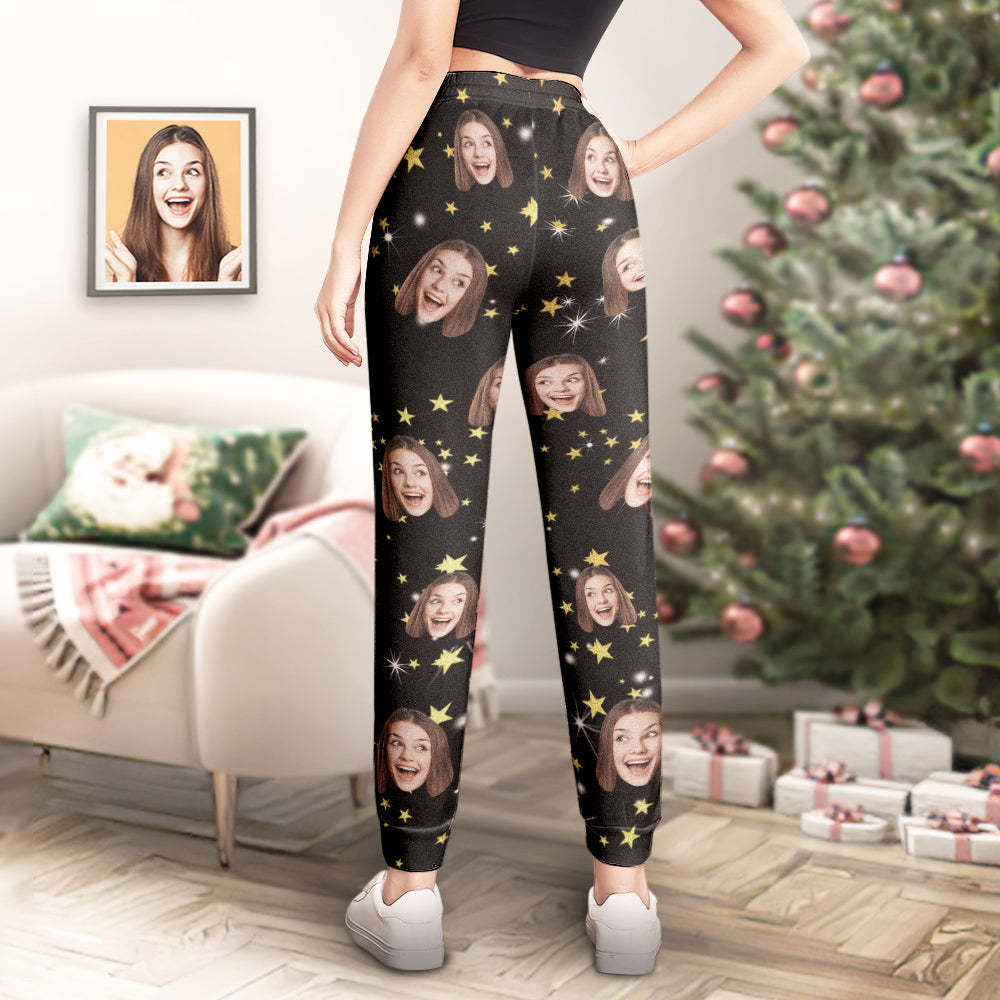 Custom Face Sweatpants Christmas Stars Personalised Unisex Joggers Funny Christmas Gift - MyFaceBoxerAU