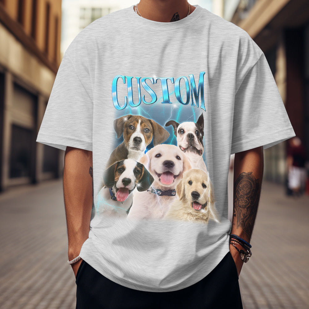 Custom Photo Vintage Tee Personalized Name T-shirt Pet Gifts Dog - MyFaceBoxerAU