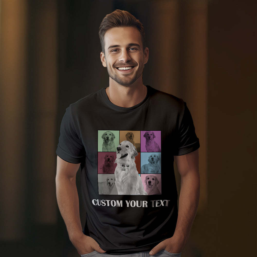 Custom Your Photo and Text Shirt Personalised Dog Photo Shirt Custom Multi Pet Portrait Shirt - MyFaceBoxerAU