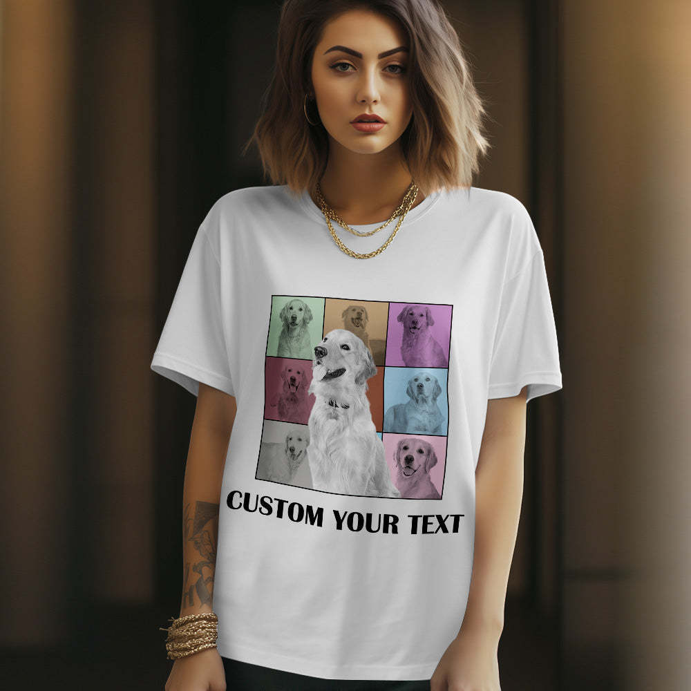 Custom Your Photo and Text Shirt Personalised Dog Photo Shirt Custom Multi Pet Portrait Shirt - MyFaceBoxerAU