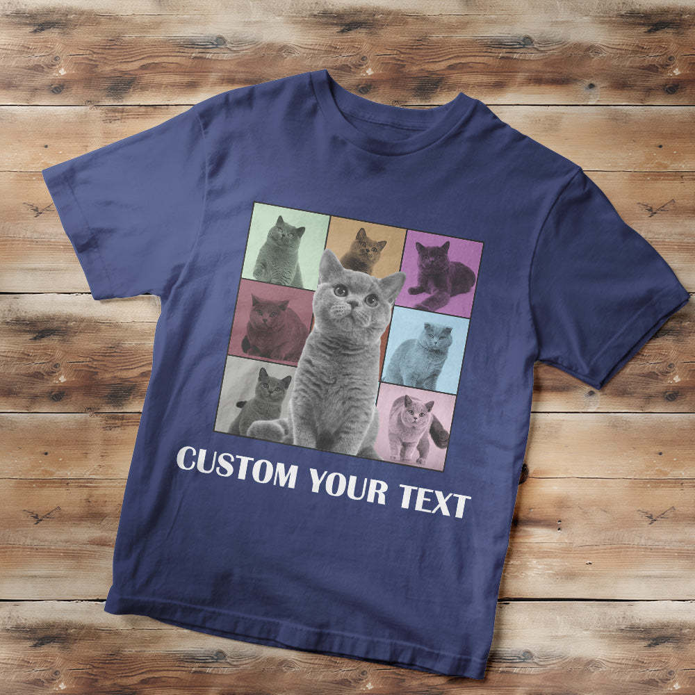 Custom Your Photo and Text Shirt Personalised Dog Photo Shirt Custom Multi Pet Portrait Shirt - MyFaceBoxerAU