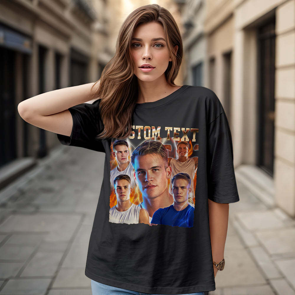 Custom Text and Photo Vintage Tee Custom Bootleg T-Shirts for Men and Women - MyFaceBoxerAU