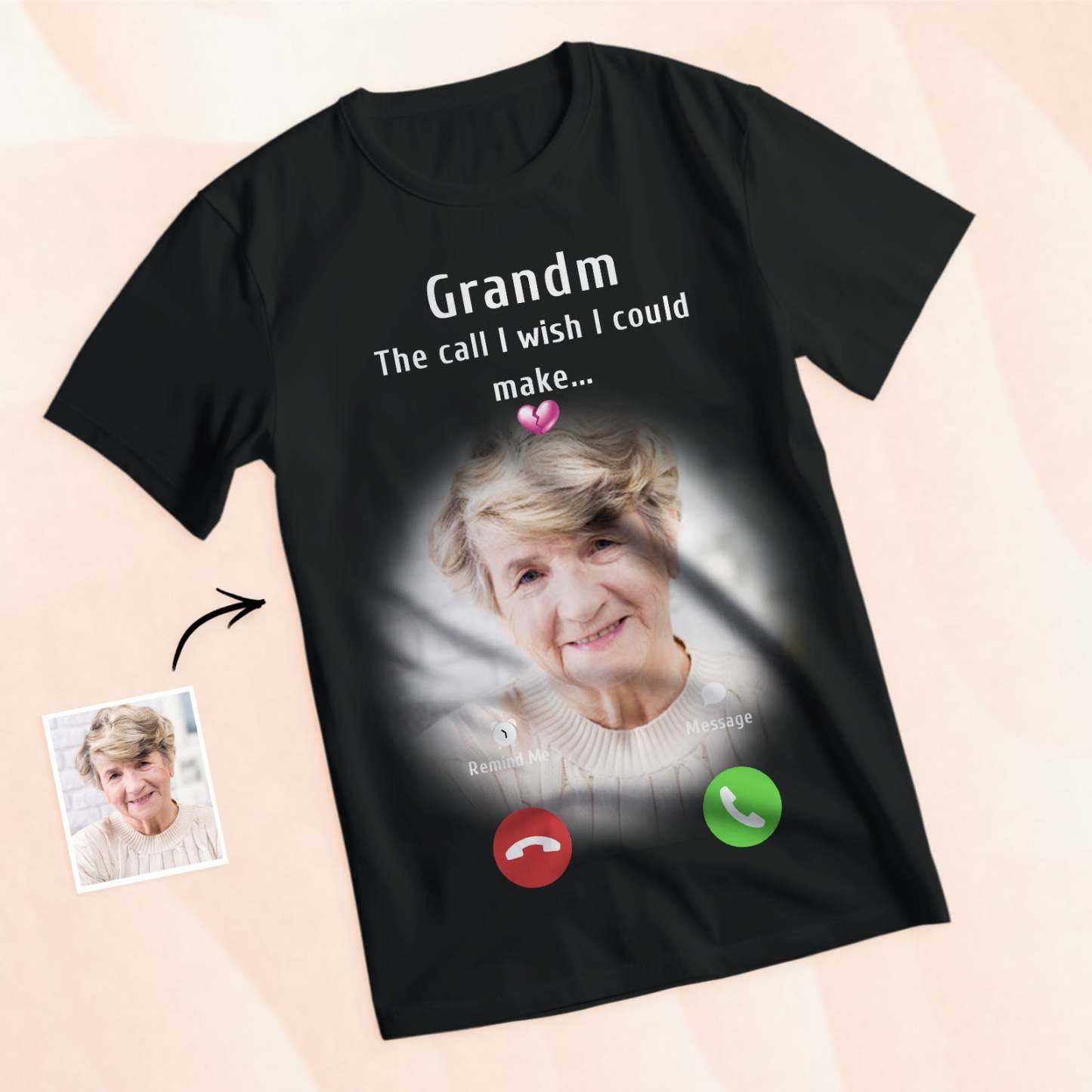 Custom Shirt Personalized Photo Memorial Mom T-shirt Memorial Gift Idea Personalized T-shirt Custom Shirt The Call I Wish I Could Make - MyFaceBoxer