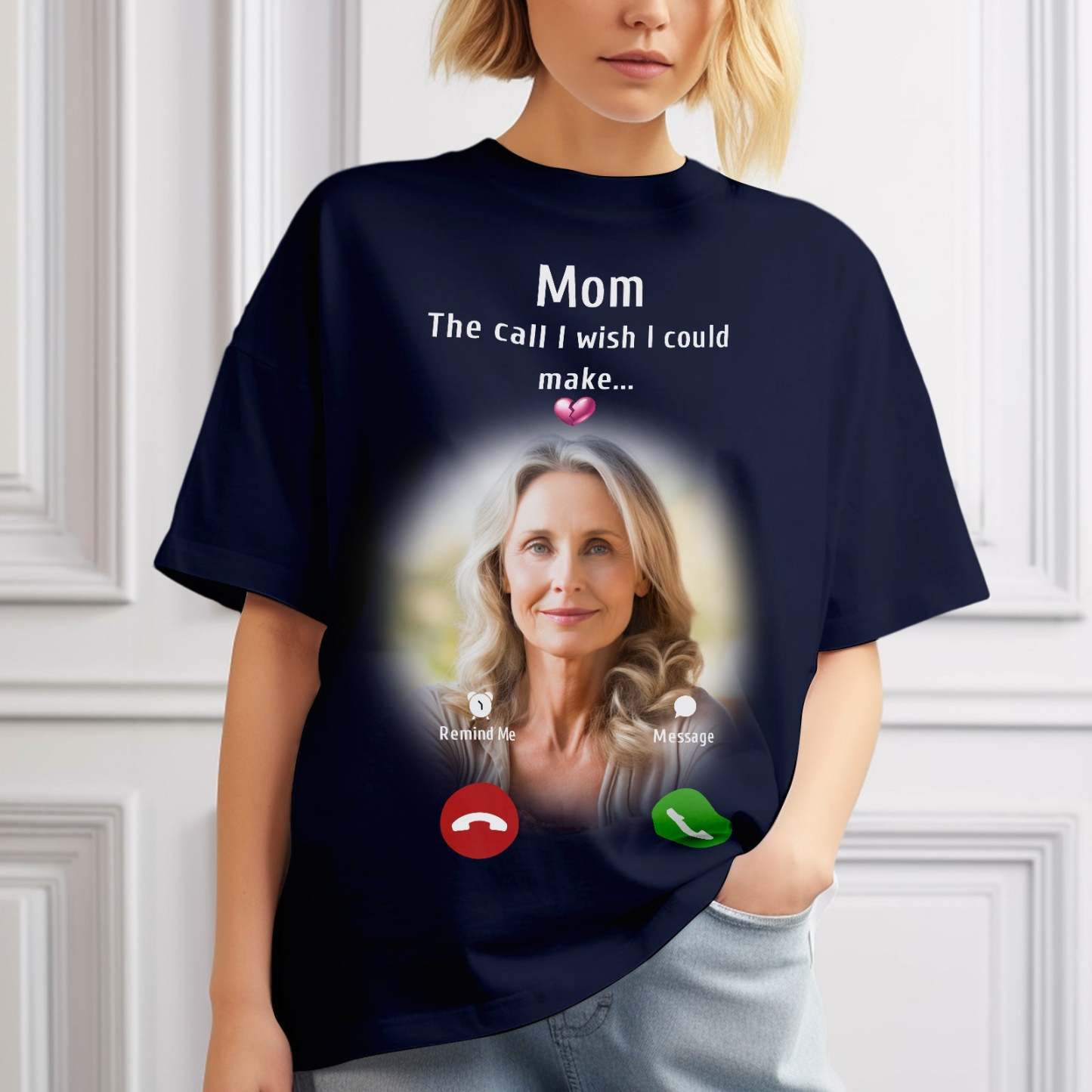 Custom Shirt Personalized Photo Memorial Mom T-shirt Memorial Gift Idea Personalized T-shirt Custom Shirt The Call I Wish I Could Make - MyFaceBoxer