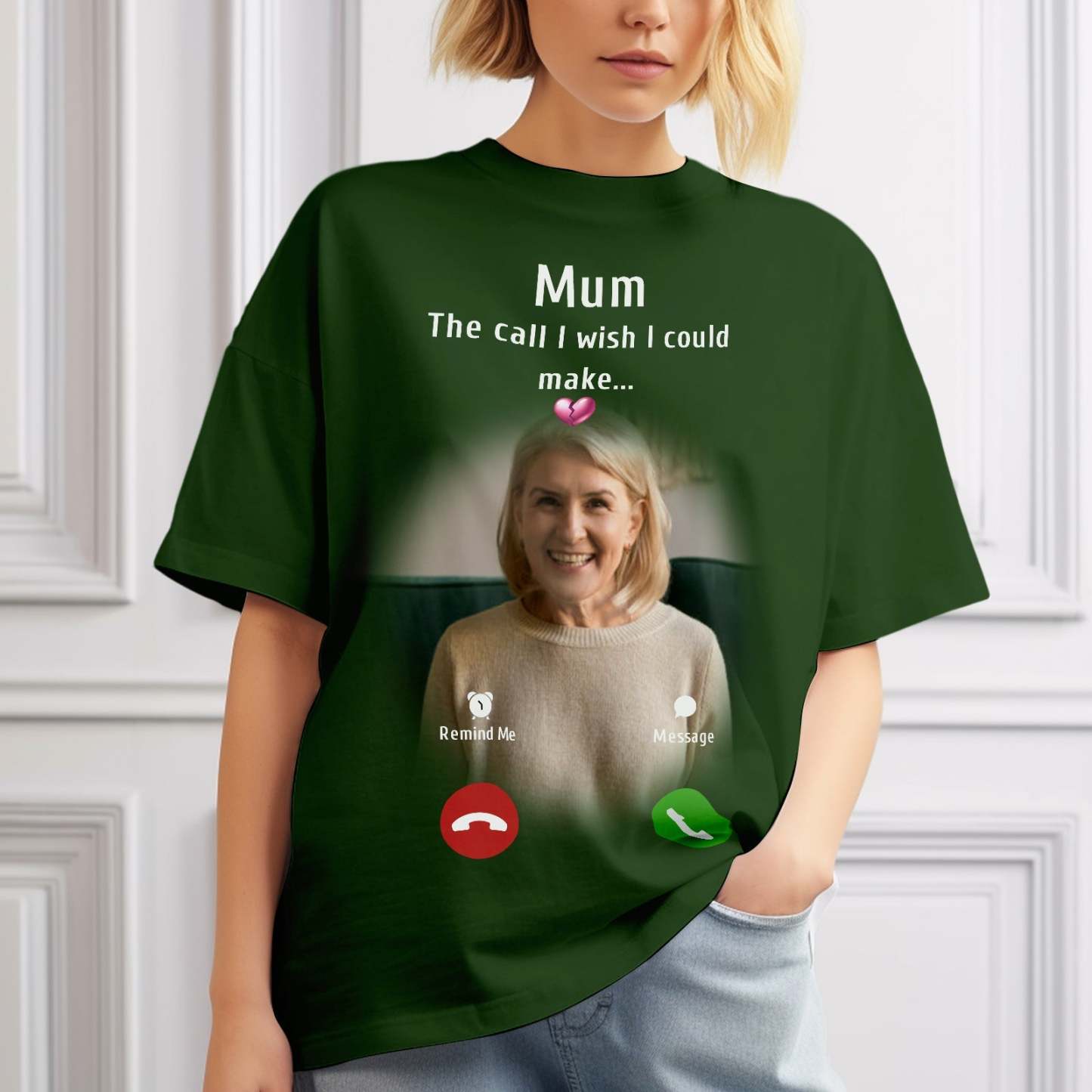 Custom Shirt Personalized Photo Memorial Mom T-shirt Memorial Gift Idea Personalized T-shirt Custom Shirt The Call I Wish I Could Make - MyFaceBoxer