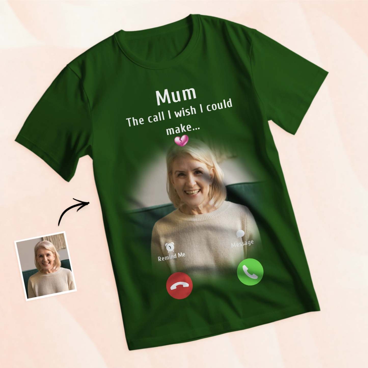 Custom Shirt Personalized Photo Memorial Mom T-shirt Memorial Gift Idea Personalized T-shirt Custom Shirt The Call I Wish I Could Make - MyFaceBoxer