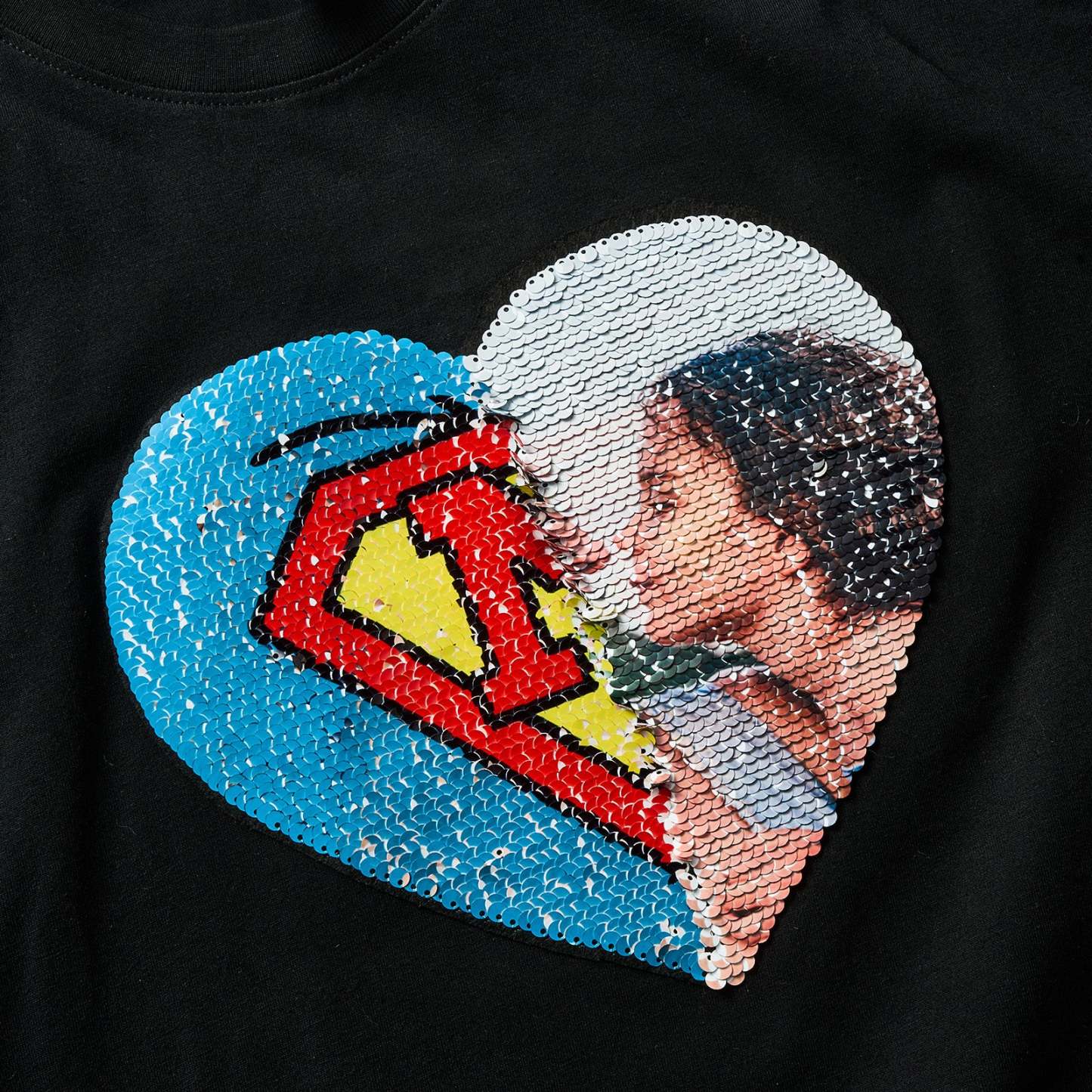 Custom Shirt Personalized Photo Heart Flip Double Sided Sequin T-shirt Personalized T-shirt Custom Picture Sequin Tee Mother's Day Gifts - MyFaceBoxer