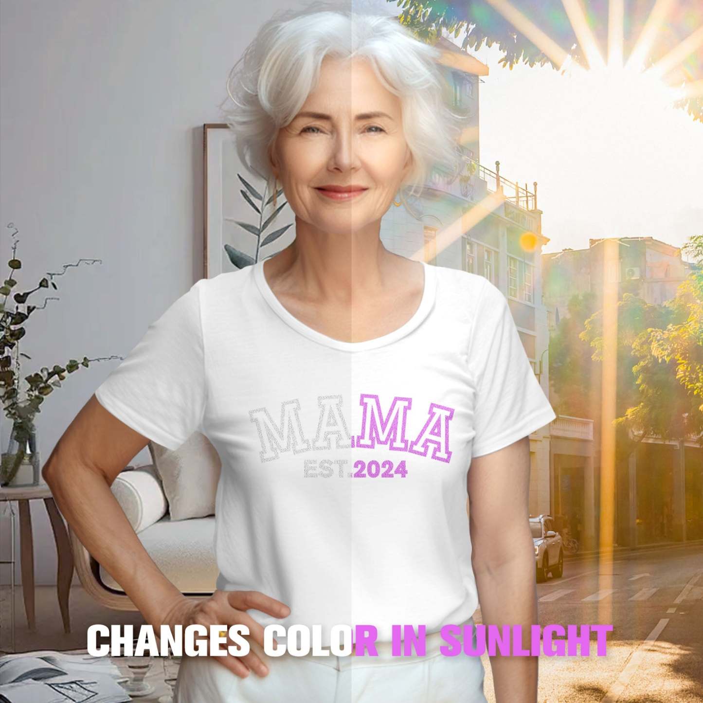 Custom Shirt Personalized Mama T-Shirt Light-changing T-shirt Mother's Day Gift - MyFaceBoxer