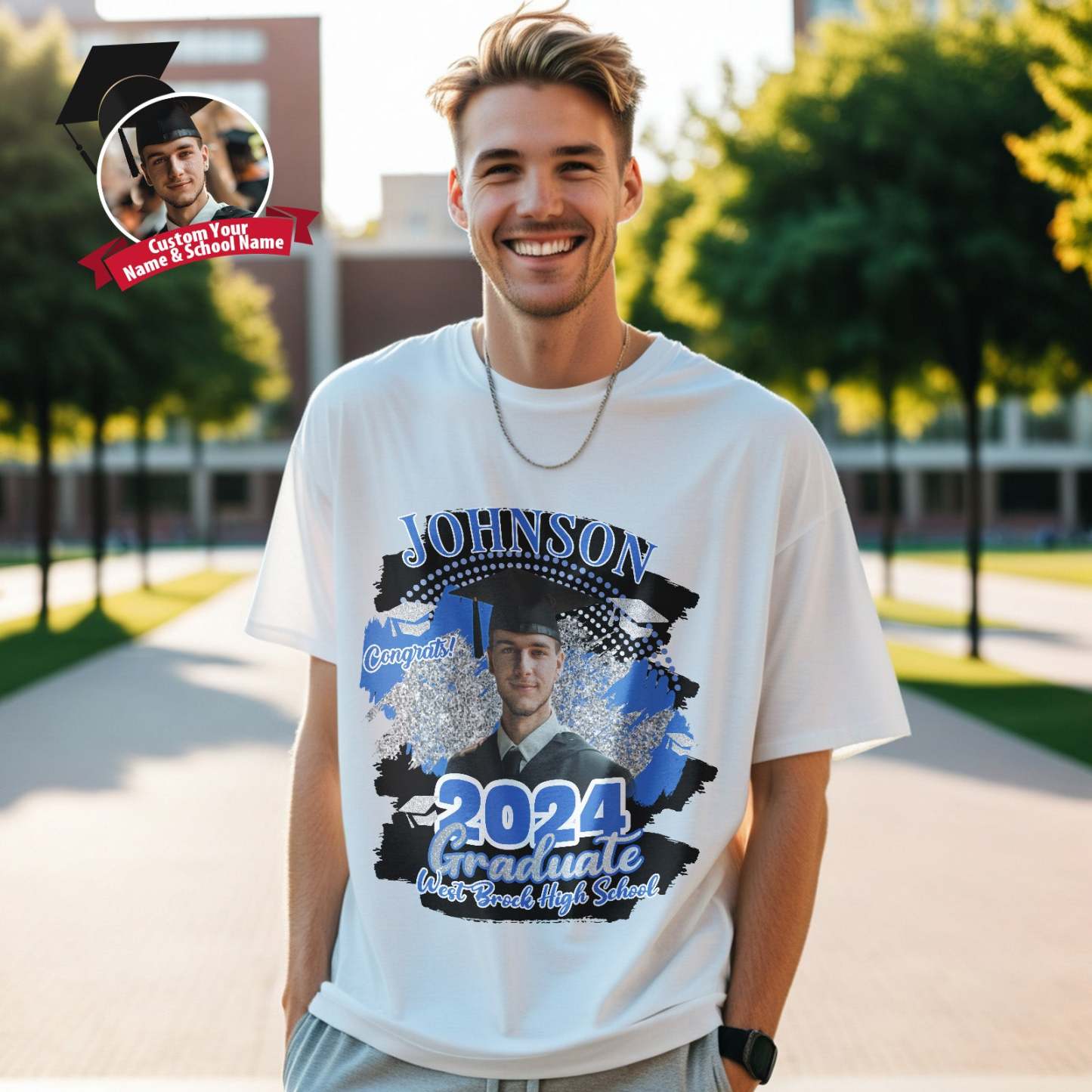 Custom Shirt Personalized Graduation 2024 T-shirt with Name Personalized T-shirt Custom Photo Vintage T-shirt - MyFaceBoxer