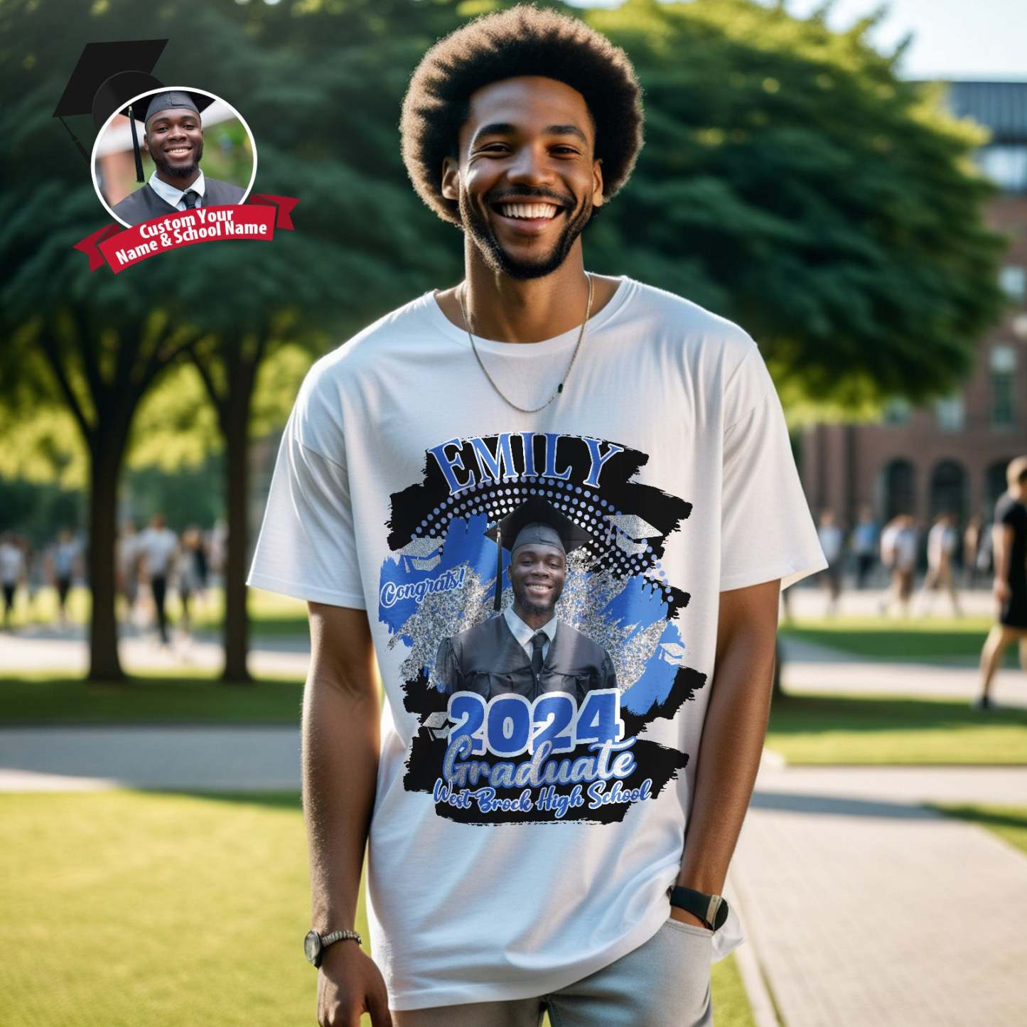 Custom Shirt Personalized Graduation 2024 T-shirt with Name Personalized T-shirt Custom Photo Vintage T-shirt - MyFaceBoxer