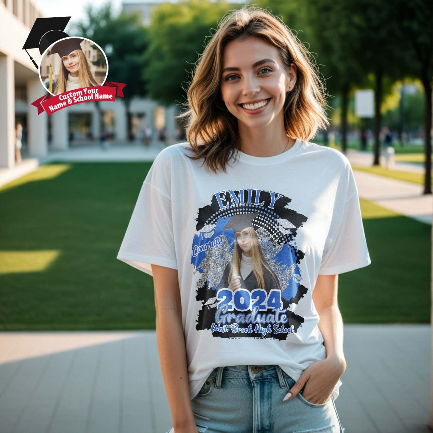 Custom Shirt Personalized Graduation 2024 T-shirt with Name Personalized T-shirt Custom Photo Vintage T-shirt - MyFaceBoxer