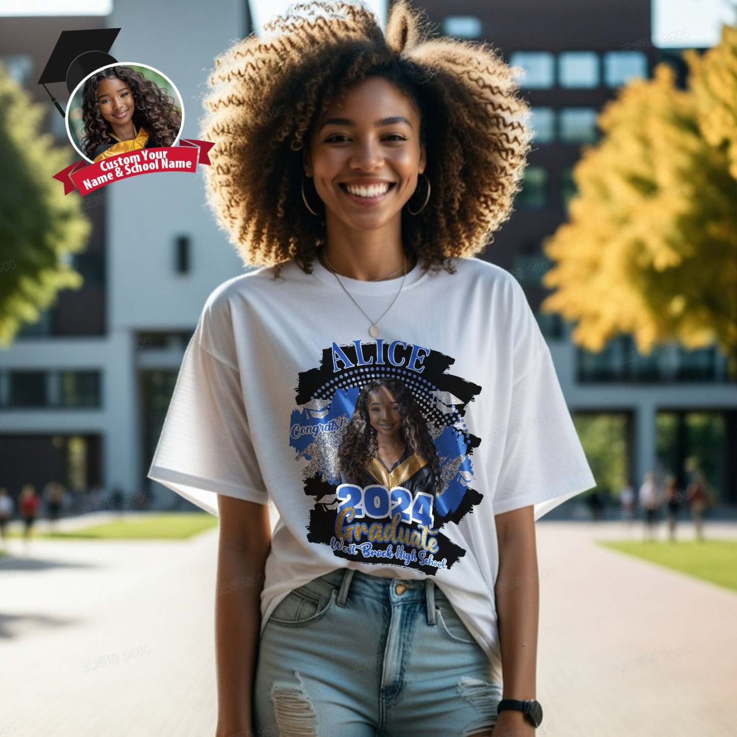 Custom Shirt Personalized Graduation 2024 T-shirt with Name Personalized T-shirt Custom Photo Vintage T-shirt - MyFaceBoxer