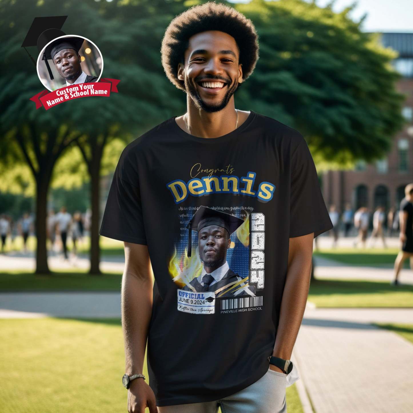 Custom Shirt Personalized Photo Vintage T-shirt Custom 2024 Graduation T-Shirt with Name - MyFaceBoxer