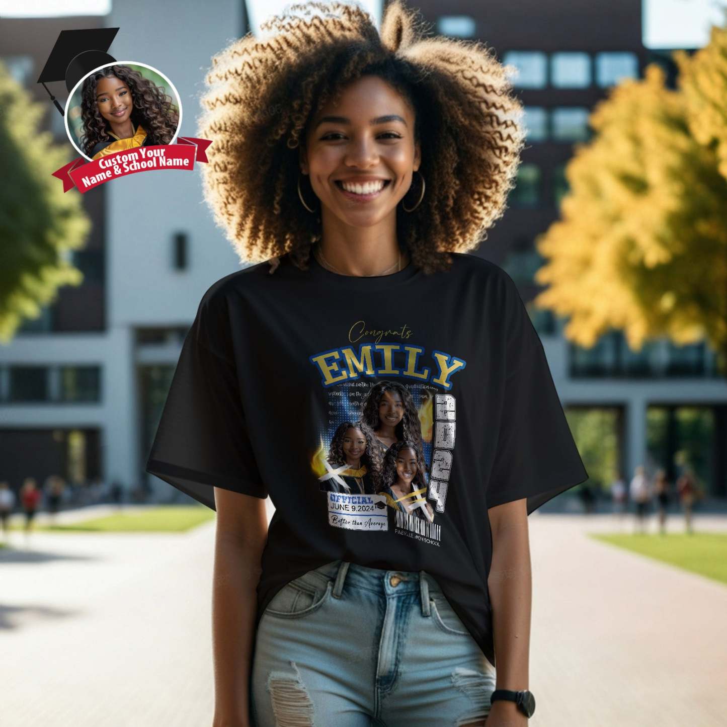 Custom Shirt Personalized Photo Vintage T-shirt Custom 2024 Graduation T-Shirt with Name - MyFaceBoxer