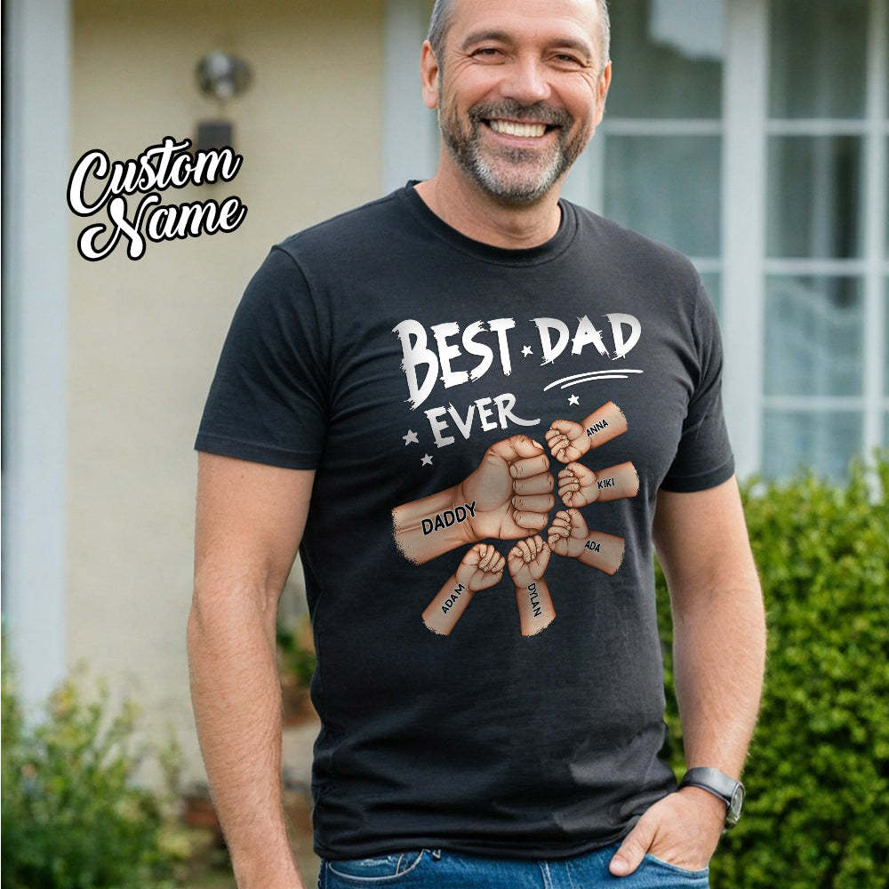 Best Dad Grandpa Ever Fist Bump - Personalized T Shirt - MyFaceBoxerAU