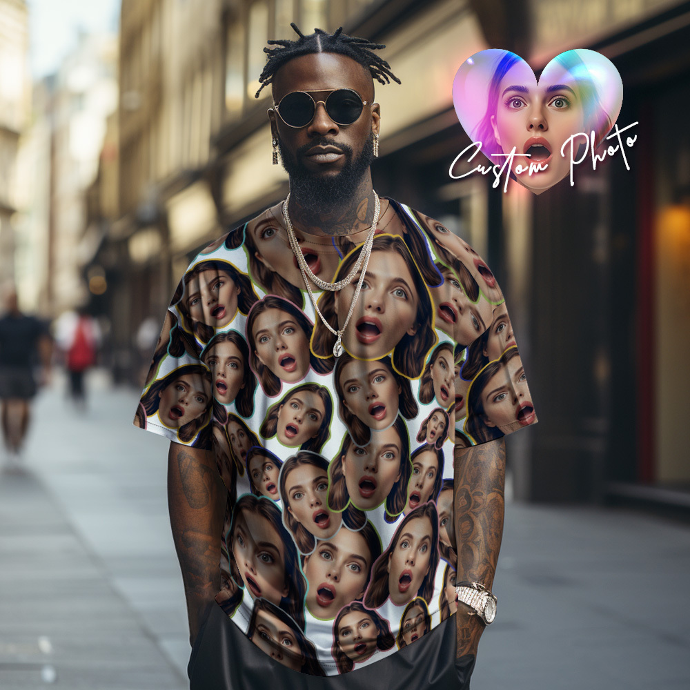 Personalized Mash Face Photo Vintage T-shirts Custom Photo Tee Unique Gifts - MyfaceboxerAU