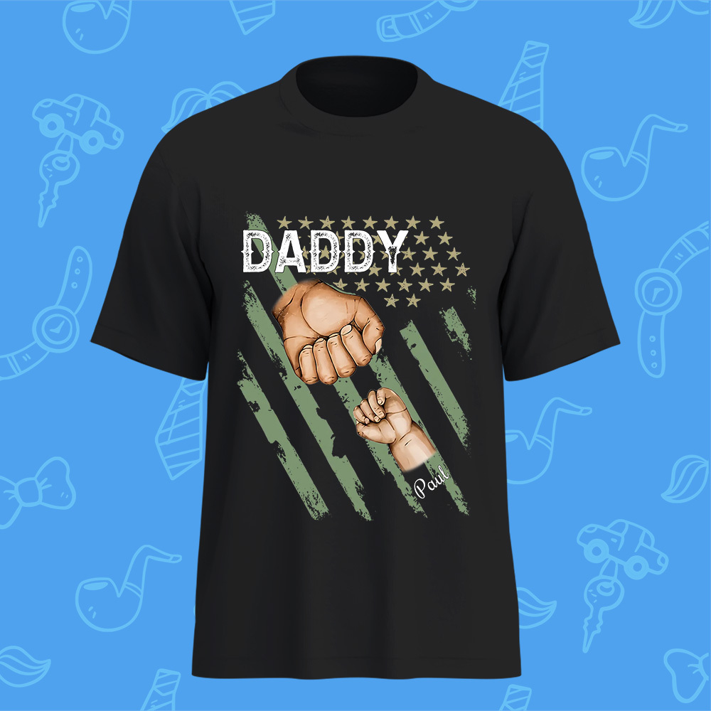 Personalized Dad Fist Bump Shirt, Custom Dad And Kids Names, Father's Day Gift