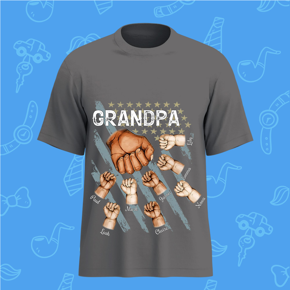 Personalized Dad Fist Bump Shirt, Custom Dad And Kids Names, Father's Day Gift