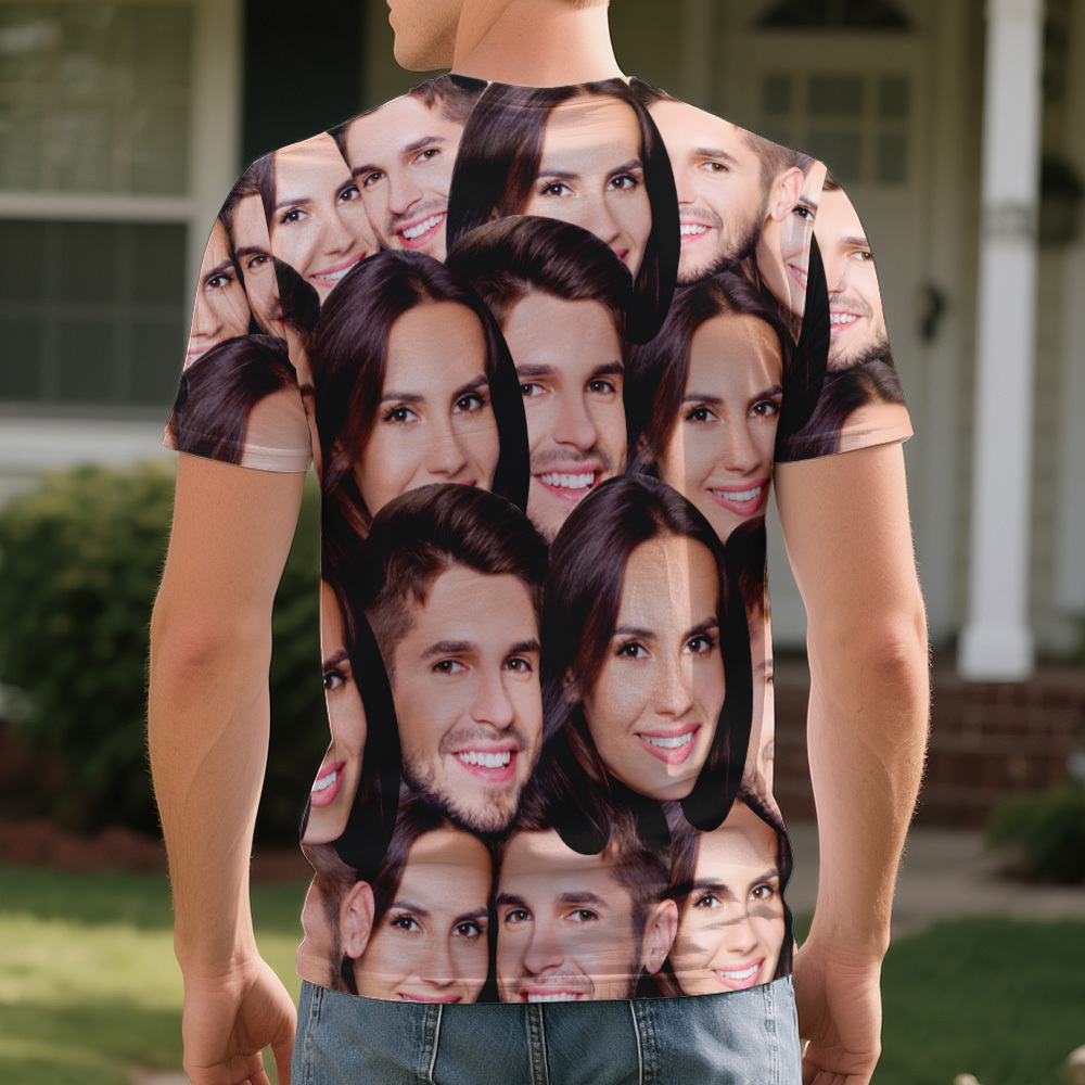 Personalized Face T Shirt for Men, Custom Family Faces Shirts, Personalized Photo Shirts for Men, Father Day Gift, All Over Faces T-Shirt