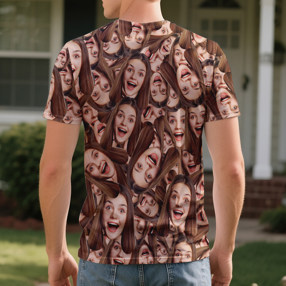 Personalized Face T Shirt for Men, Custom Family Faces Shirts, Personalized Photo Shirts for Men, Father Day Gift, All Over Faces T-Shirt