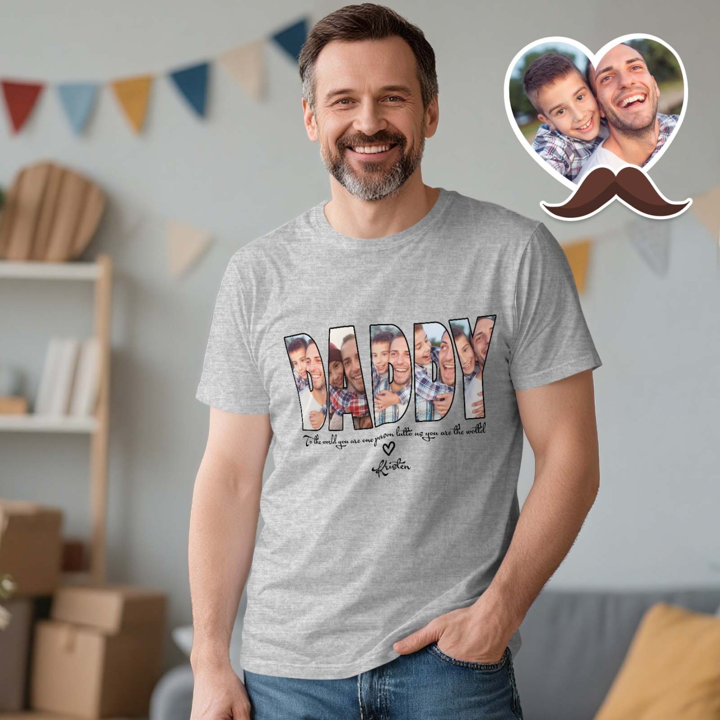 DADDY Photo Shirt,Custom Dad Shirt,Customized Father's Day Gift,Personalized Gift for Father,Printable Father Day Photo Shirt,Grandpa Dad Gift - MyfaceboxerAU