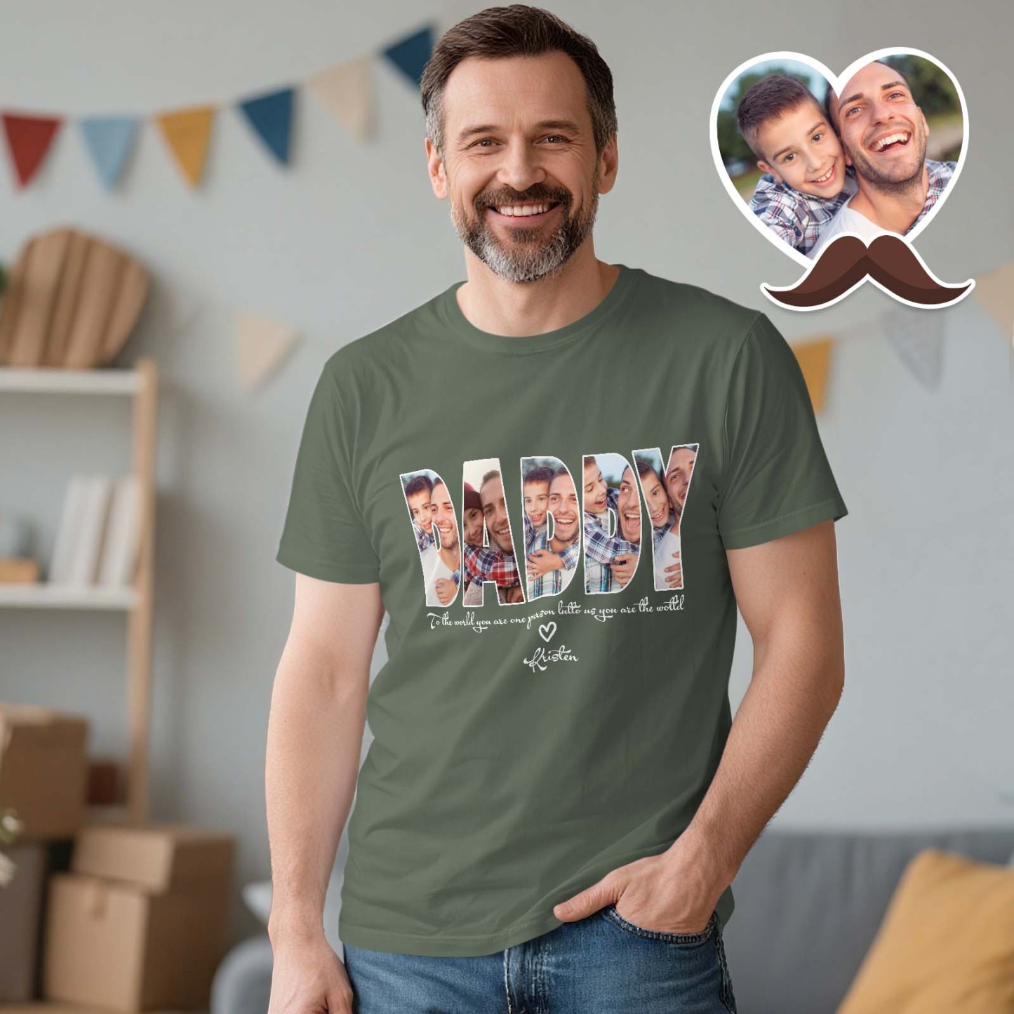 DADDY Photo Shirt,Custom Dad Shirt,Customized Father's Day Gift,Personalized Gift for Father,Printable Father Day Photo Shirt,Grandpa Dad Gift - MyfaceboxerAU