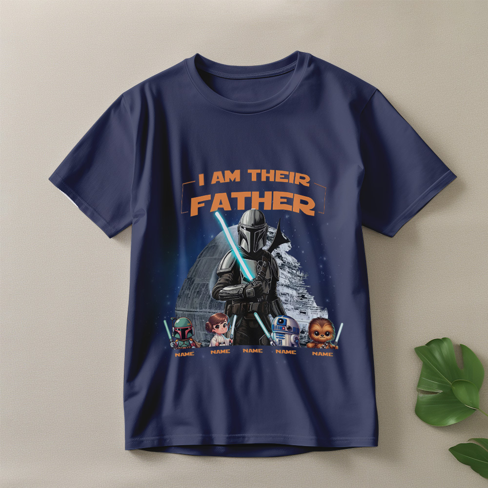 Father's Day Shirt with Kids Names, Space Dad Tee, Custom Star Wars Character T-Shirt