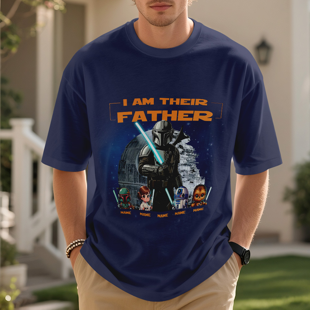 Father's Day Shirt with Kids Names, Space Dad Tee, Custom Star Wars Character T-Shirt