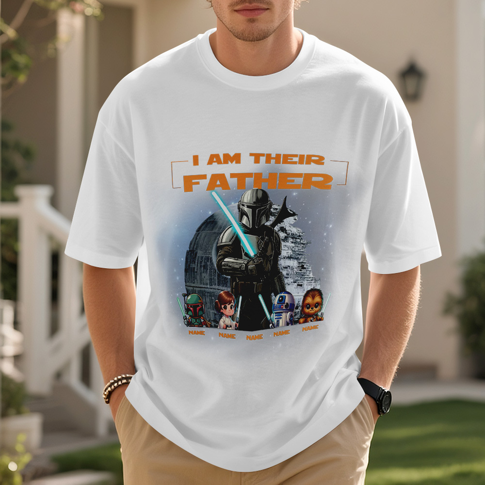 Father's Day Shirt with Kids Names, Space Dad Tee, Custom Star Wars Character T-Shirt