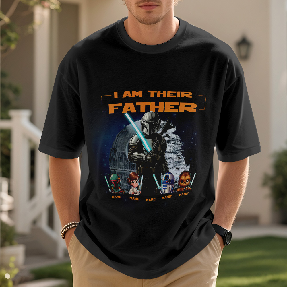 Father's Day Shirt with Kids Names, Space Dad Tee, Custom Star Wars Character T-Shirt