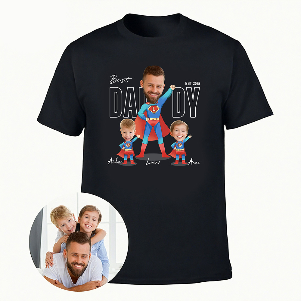 Gifts for Dad Custom Dad Gifts from Daughter Son, Personalised T-shirt with Photos