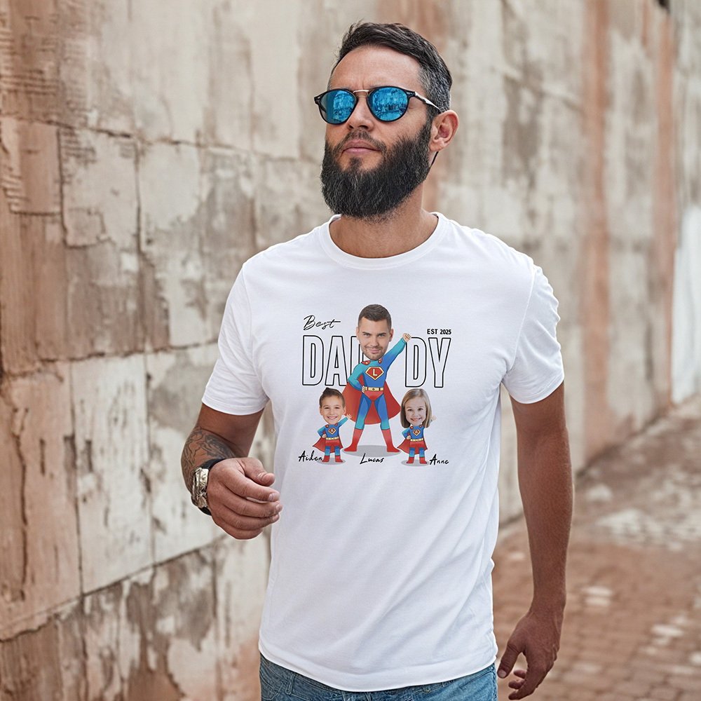 Gifts for Dad Custom Dad Gifts from Daughter Son, Personalised T-shirt with Photos