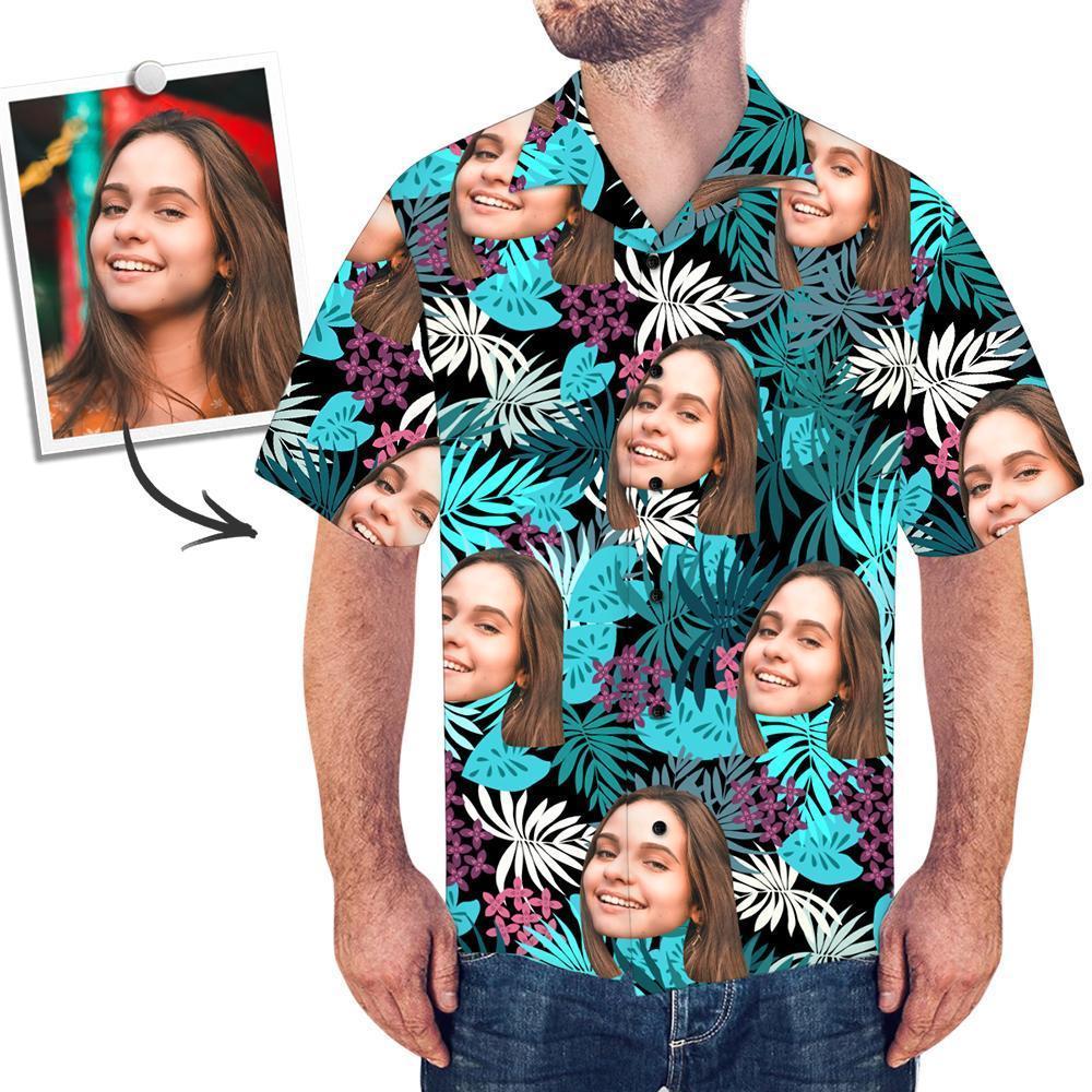 Custom Face On Shirt Hawaiian Shirt Flower and Parrot	 - MyFaceBoxerAU