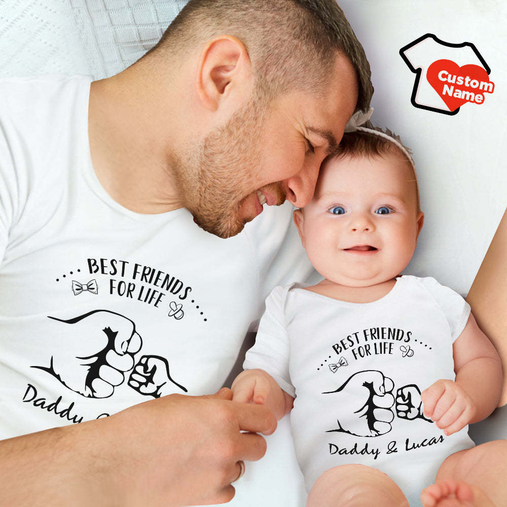 Custom Name Shirt Personalized Daddy And Baby Matching Outfits Best Friends For Life Father's Day Gifts - MyFaceBoxer