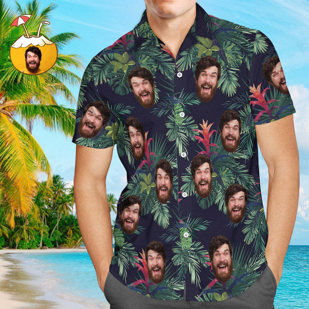 Father's Day Gifts Custom Face On Shirt Hawaiian Shirt Flamingo - MyFaceBoxerAU