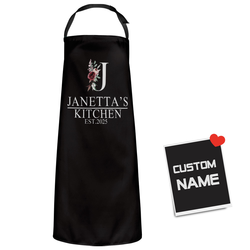 Personalized Floral Apron for Women with Pocket Adjustable Neck Custom Aprons Chef Gifts Grilling Apron Baking Gift, Mom, Daughter, Kitchen