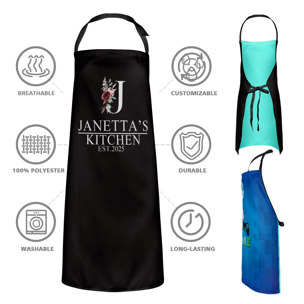 Personalized Floral Apron for Women with Pocket Adjustable Neck Custom Aprons Chef Gifts Grilling Apron Baking Gift, Mom, Daughter, Kitchen
