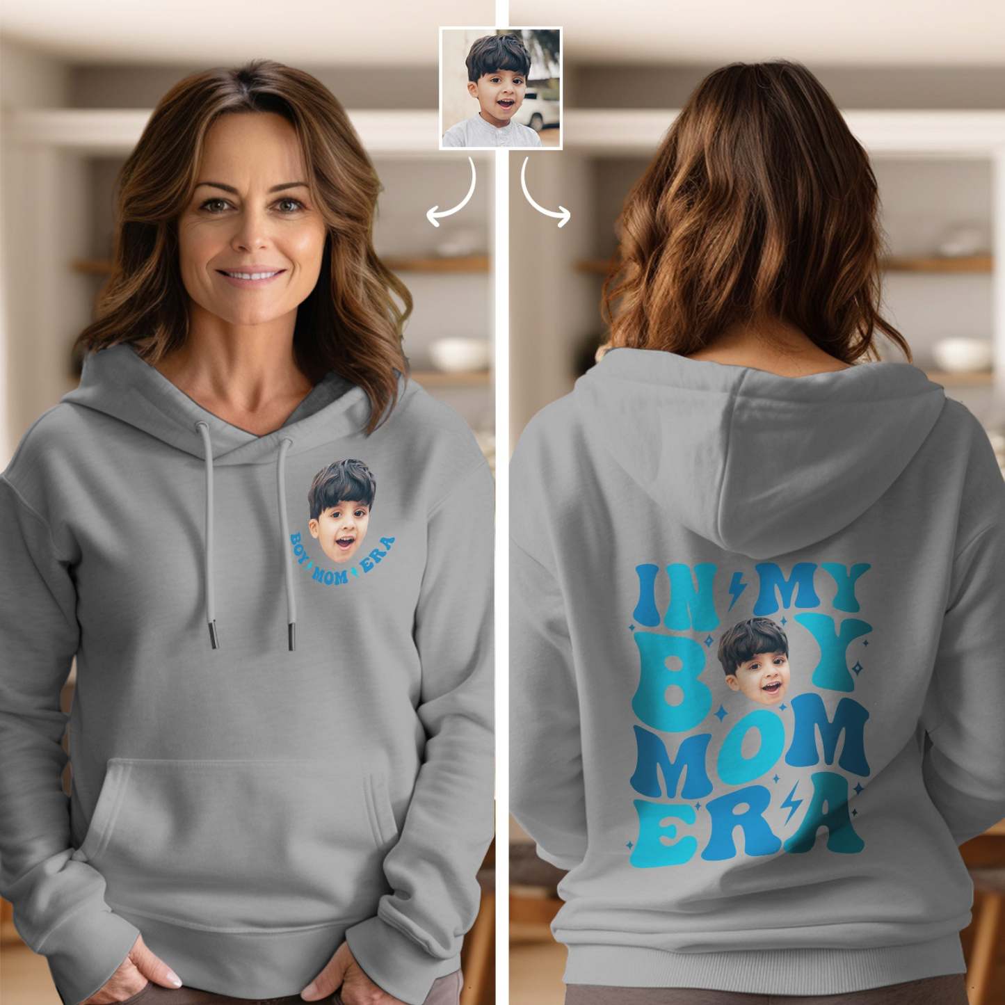 Custom Face In My Boy Mom Girl Mom Era Hoodie Personalized Photo Hoodie Mother's Day Gift - MyFaceBoxer