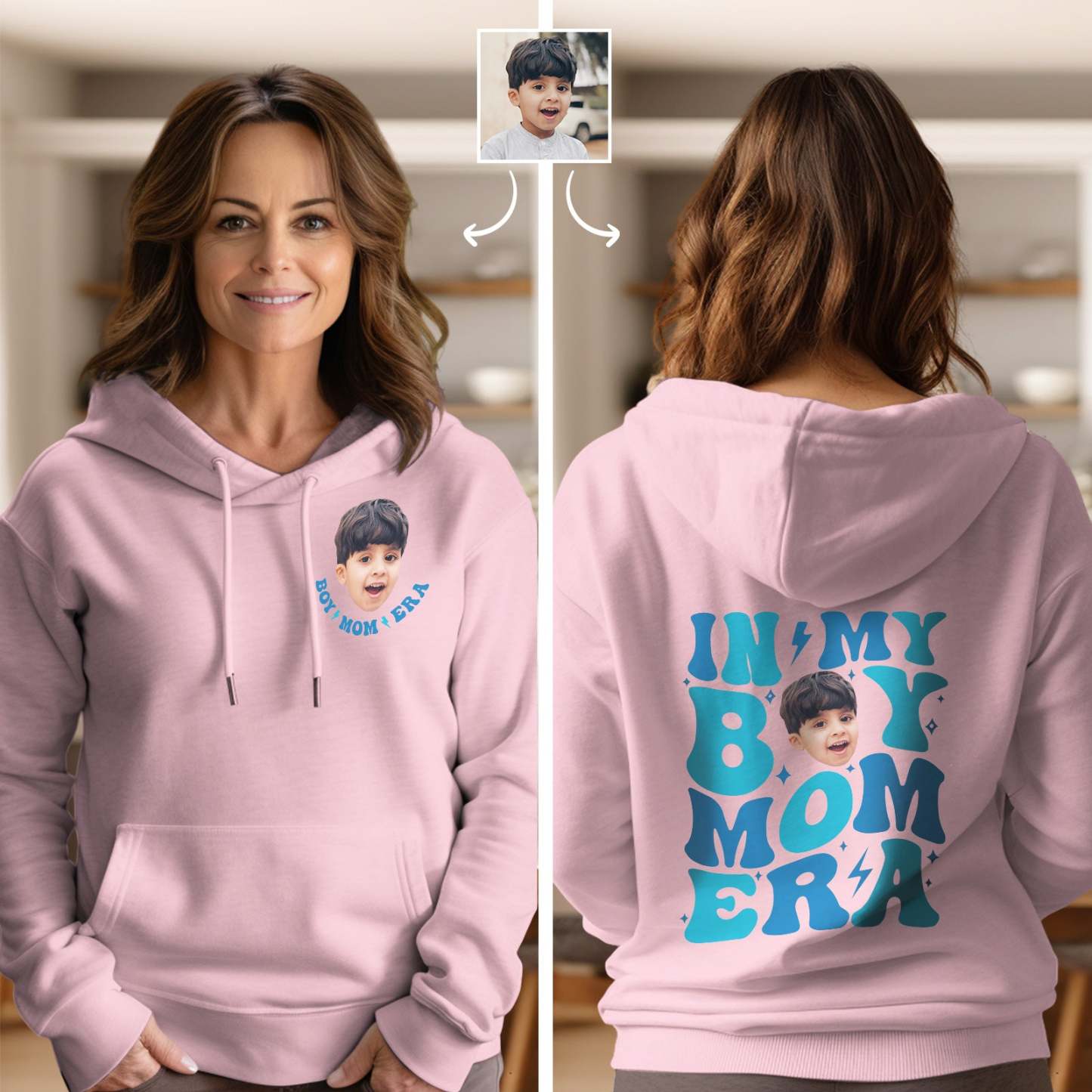 Custom Face In My Boy Mom Girl Mom Era Hoodie Personalized Photo Hoodie Mother's Day Gift - MyFaceBoxer