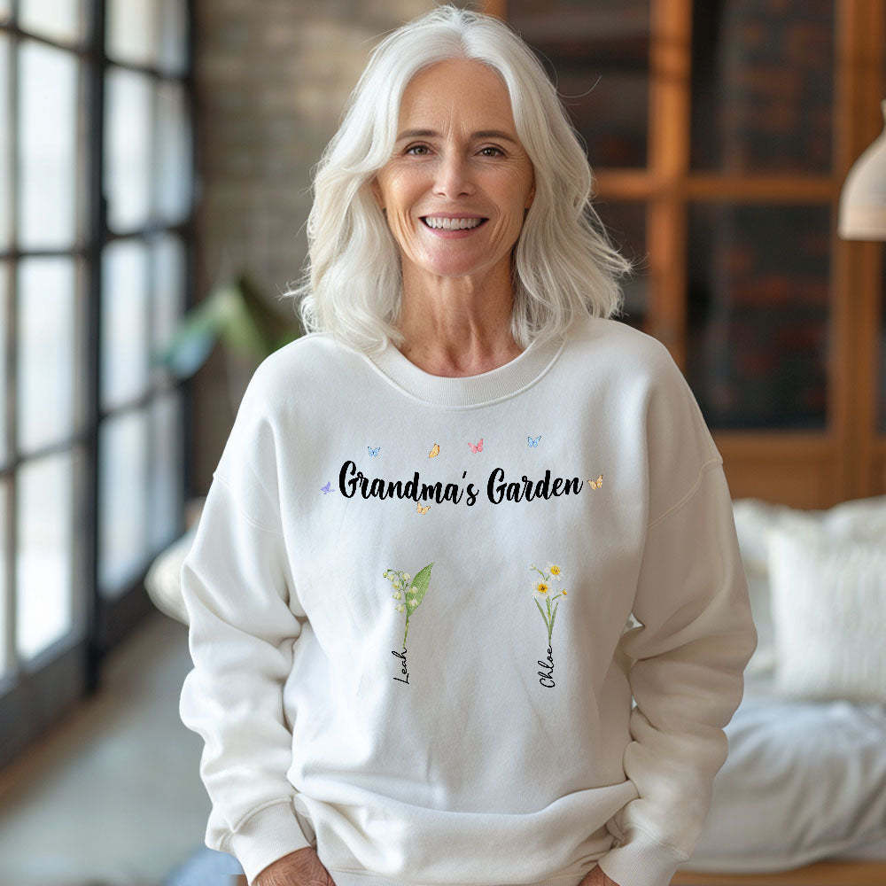 Custom Grandma's Garden Sweatshirt Personalized Birth Flower Mother's Day Sweatshirt Mother's Day Gift - MyFaceBoxer
