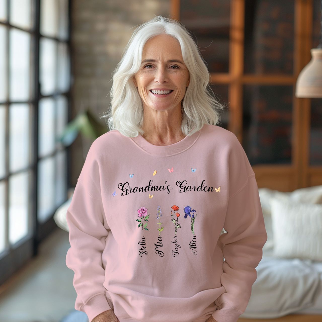 Personalized Birth Flower Sweatshirt Custom Grandma's Garden Sweatshirt Mother's Day Gift - MyFaceBoxer