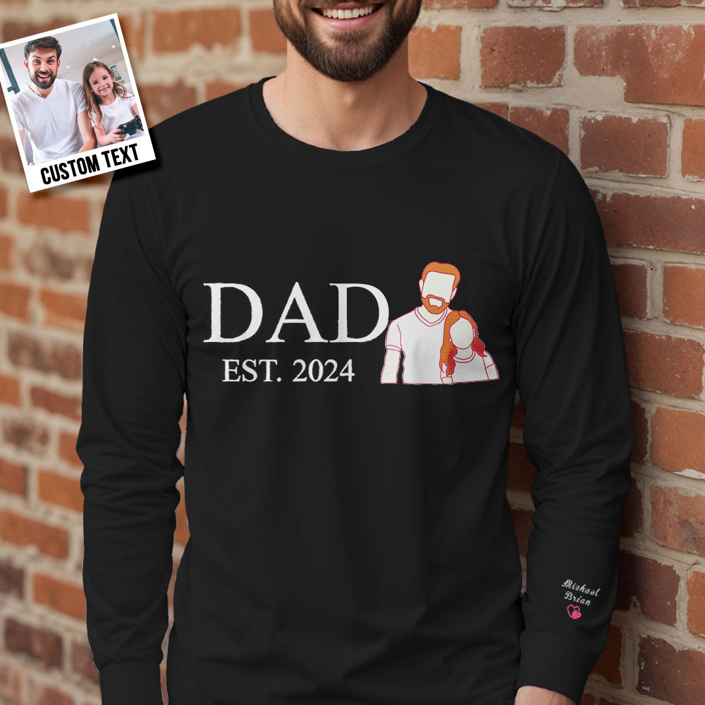 Custom Dad Photo Embroidered Sweatshirt Hoodie Keepsake Gift For Father's Day