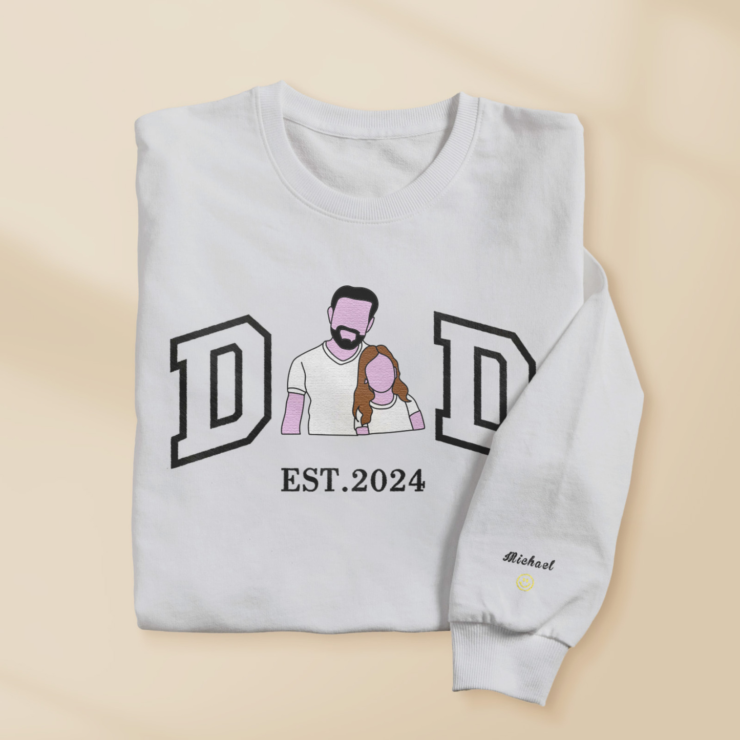 Custom Embroidered Portrait Sweatshirt for Dad Father's Day Gift