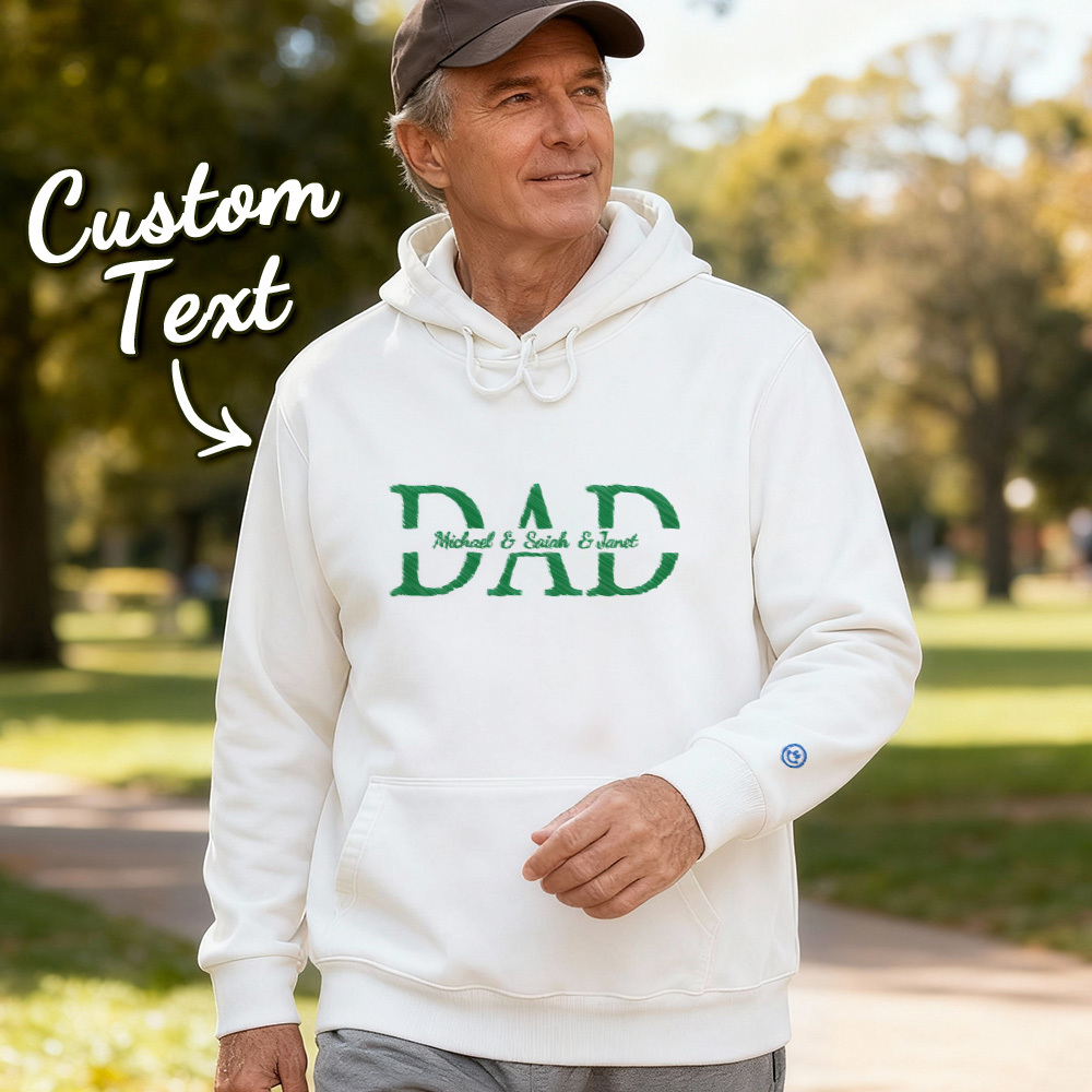 Father's Day Gifts Custom Embroidered Dad And Kid's Name Hoodie - MyfaceboxerAU