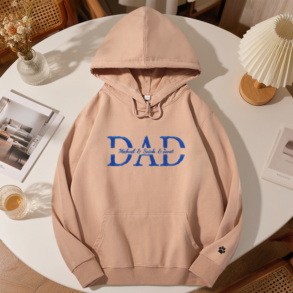 Father's Day Gifts Custom Embroidered Dad And Kid's Name Hoodie - MyfaceboxerAU
