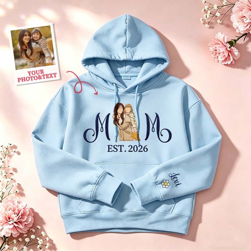 Custom Embroidered Mum Sweatshirt with Mum Kids Portrait - MyfaceboxerAU